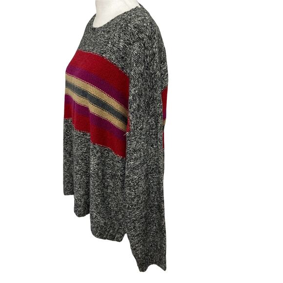 Vince Camuto Marbled Gray Sweater NEW Size L Tulip Red Colorblock Striped Cotton - Picture 6 of 9